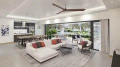 Salon ouvert donnant sur la terrasse à Mont Choisy La Réserve