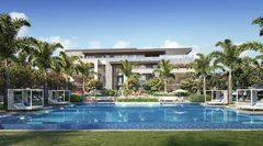 Bâtiment d'appartements donnant sur la piscine à Mont Choisy La Réserve