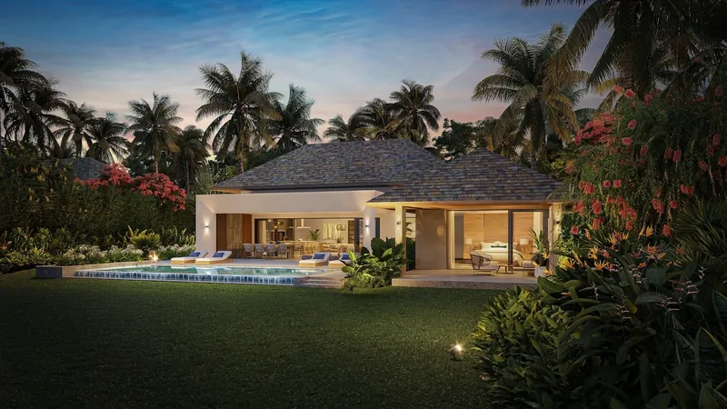 Fairway villa at sunset, Mont Choisy Golf Estate