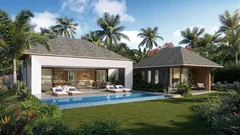 Extérieur d'une Lagoon Villa Mont Choisy La Réserve avec piscine privée et jardin tropical