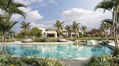Bassin-lagon paysager principal aux Lagoon Villas Mont Choisy La Réserve