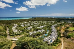Vue aérienne de Mont Choisy Le Parc vers le lagon et la côte